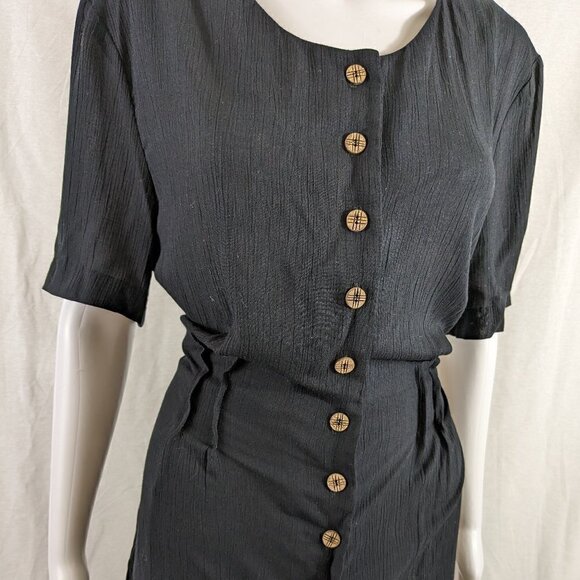 Vintage RJ Stevens Black Button Tunic Top - Picture 2 of 5